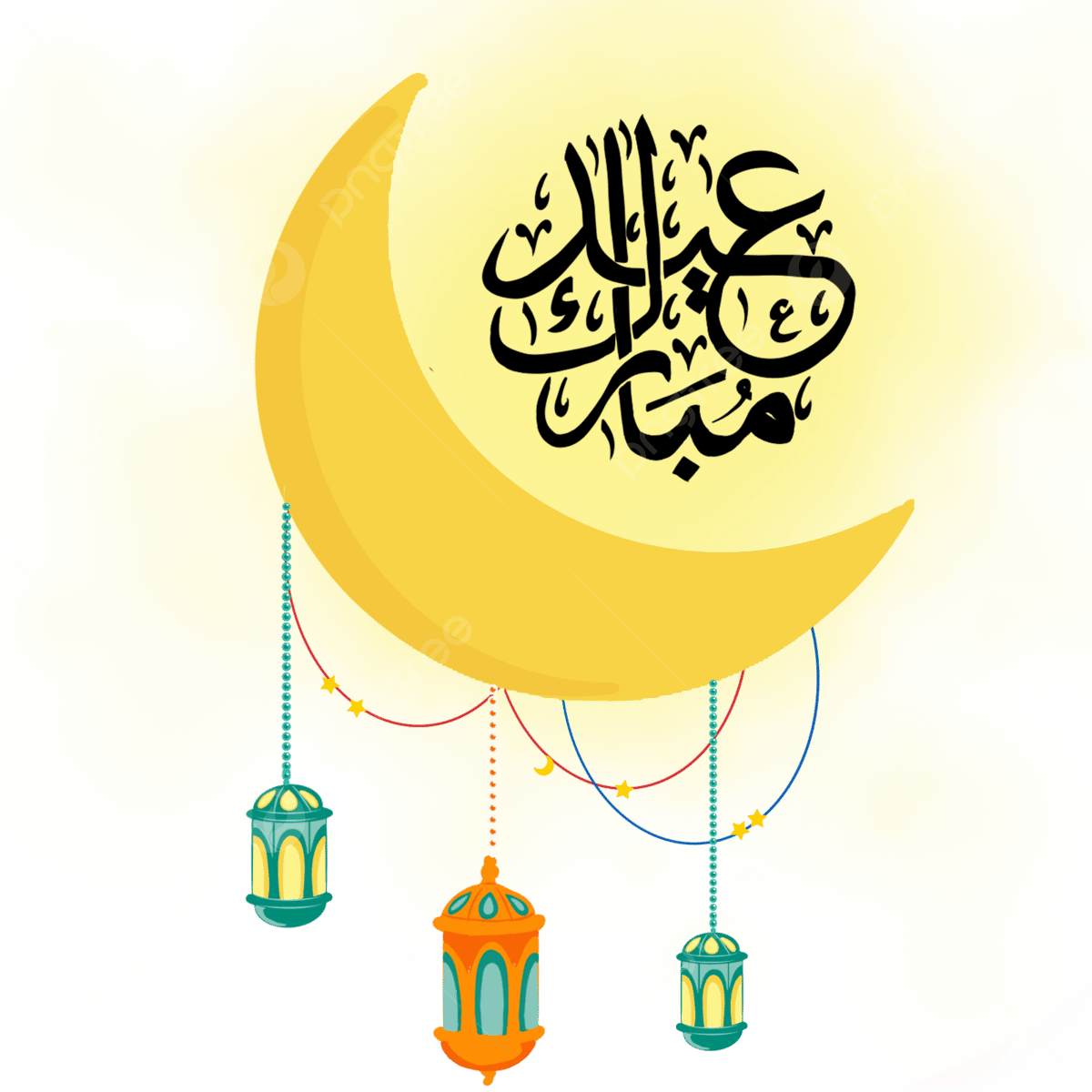 Eid mubarak vector fitr lantern lanterns vectors vektor calligraphy kostenlos lanterne islamique calligraphie arabe lune vecteezy vecteur gratuit yogreetings conception
