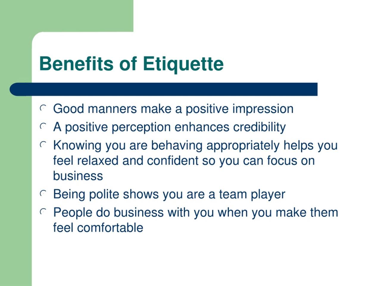 Etiquette types ppt powerpoint presentation