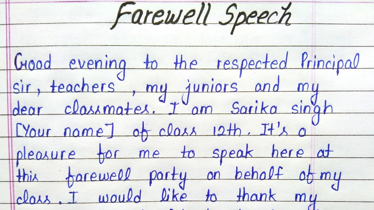 Speech farewell examples sample example retirement samples goodbye format farwell pdf graduation