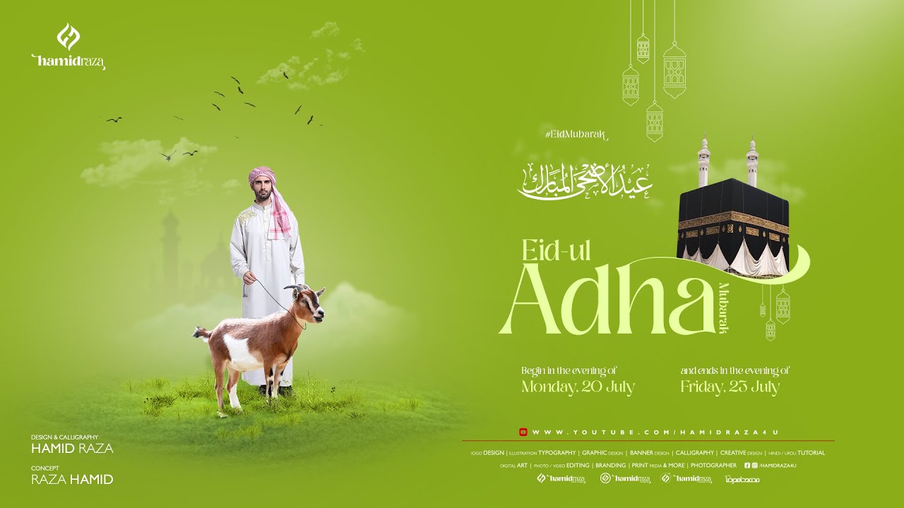 Eid adha ul wishes template flyer psd indiater greetings
